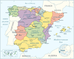 Spain map - highly detailed vector illustration