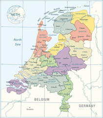 Fototapeta premium Netherlands Map - highly detailed vector illustration
