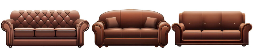 A set of brown sofas. Generative AI.