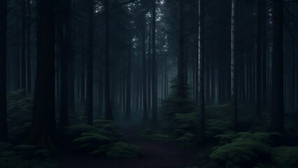 Fototapeta premium forest in the fog