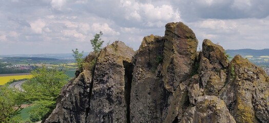 mountain Scharfenstein near kassel germany climbing rock