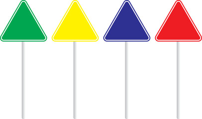 Triangle traffic sign with 4 different colors on white base