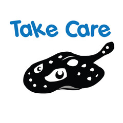 Polkadot stingray1 black and white polka dots cartoon cuty pets show emotion with gestures take care