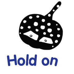 Polkadot stingray12 black and white polka dots cartoon cuty pets show emotion with gestures hold on