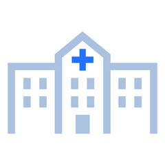 Hospital, ambulant clinic icon on white