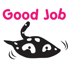 Polkadot stingray34 black and white polka dots cartoon cuty pets show emotion with gestures good job