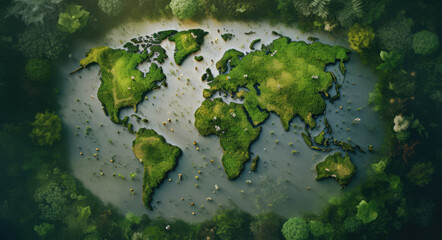 Fototapeta na wymiar global_warming_and_water_conservation_world_map