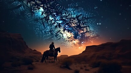 silhouette of horse milky way galaxy space stars