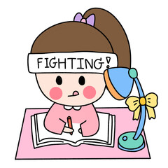 Girl student study book Read a book