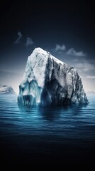Fototapeta na wymiar iceberg at night big chunk of ice, cold snow