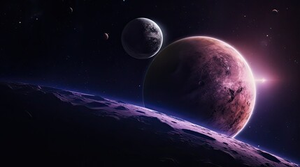 moon and planet purple galaxy space wallpaper