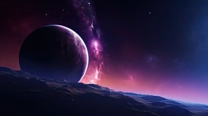 the moon and the earth purple galaxy space wallpaper