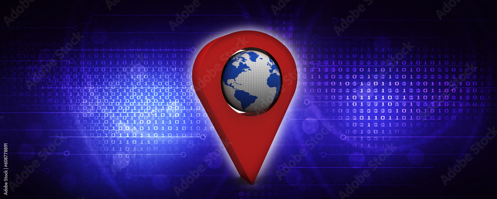 Poster 3d rendering red map pointer