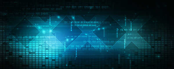 2d illustration Abstract futuristic electronic circuit technology background
