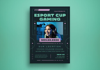 Futuristic Esport Cup Gaming Flyer Layout