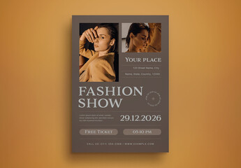 Brown Minimalist Fashion Show Flyer Layout