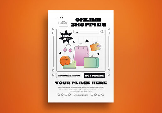 Flat Design Online Shopping Flyer Layout