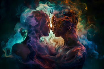 Fototapeta premium Passion of a couple in love, Generative AI