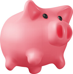 3D Render Plastic Piggy Bank for Money