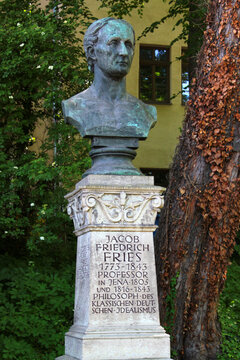Jena, Germany - May 26, 2023: Monument to Jacob Friedrich Fries, a German philosopher and mathematician who worked in Leipzig, Jena and Heidelberg universities.