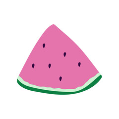 Piece of watermelon. Flat cartoon isolated illustration