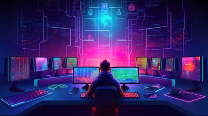 Cybersecurity experts working on secure access. Generative ai