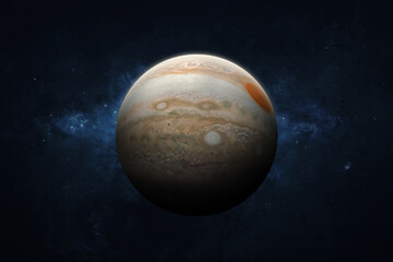 Jupiter galaxy and nebula. View of Jupiter - planet gas-giant of the solar system. This image elements furnished by NASA.