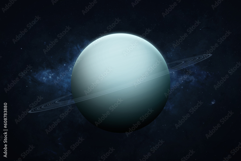 Wall mural uranus, galaxy and stars. view of uranus - planet gas-giant of the solar system. this image elements