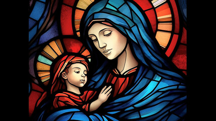 Mother mary stained glass designs © Sky