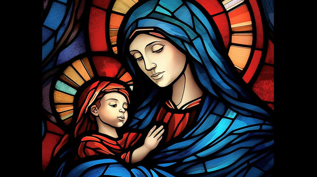 Mother mary stained glass designs