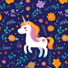Cute unicorn pattern vector, cartoon