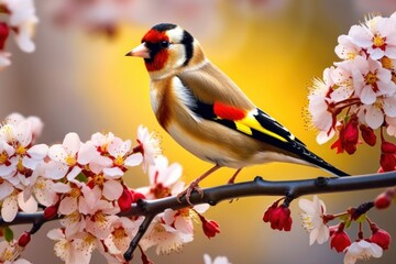 Goldfinch (Carduelis carduelis) - Single bird. Generative AI