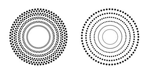 Design elements symbol Editable color halftone frame dot circle pattern swirl on white background. Vector illustration eps 10 frame with black random dots. Round border Icon using halftone circle dots