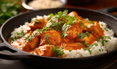 Fototapeta na wymiar Tasty butter chicken curry dish from Indian cuisine.