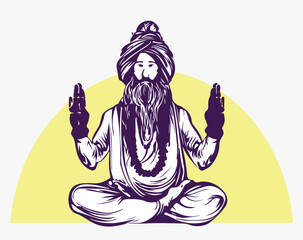  Guru line art vector silhouette