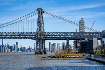 Fototapeta na wymiar Section of the Manhattan Bridge close to DUMBO, in Brooklyn New York City