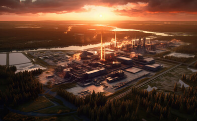 Obraz na płótnie Canvas industrial_complex_at_sunset