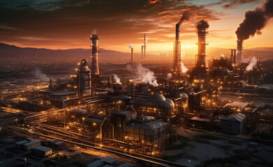 Fototapeta na wymiar industrial_complex_at_sunset