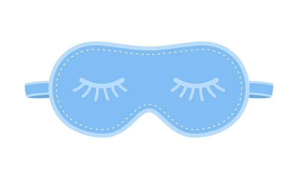 Blue sleep mask with closed eyes pattern isolated on white background. Flat vector illustration