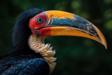 Obraz premium Knobbed Hornbill (Rhyticeros cassidix) from Sulawesi, Indonesia. Generative AI.