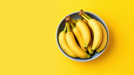 bowl of bananas on yellow background. generative ai