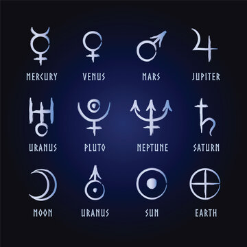 Full editable astrology set of planets. 