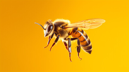 Stunning Bee on Yellow Background, World Bee Day AI Generated