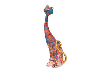 gato de ceramica, cuello largo de colores