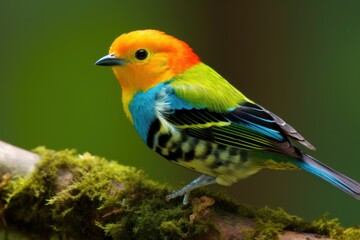 Obraz premium Multi colored Tanager (Chlorochrysa nitidissima) is a species. Generative AI.