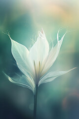 translucent white flower on pastel background close up