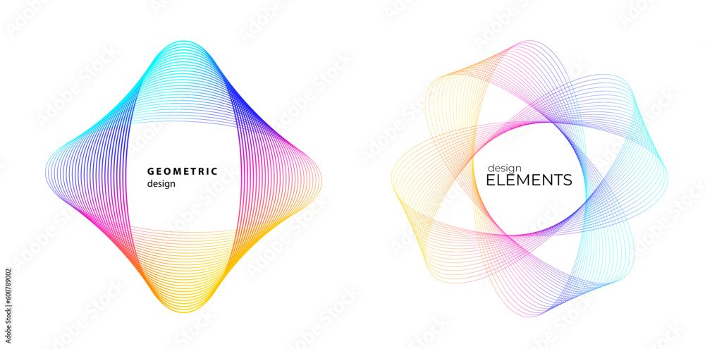 Poster soft rainbow color. linear dotted background. design elements. curve lines. guilloche. the protectiv