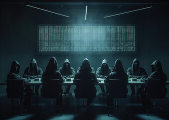 Hackers with hoodies. Hacker group, organization or association Generative AI