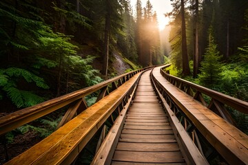 Obraz premium wooden bridge in the forest