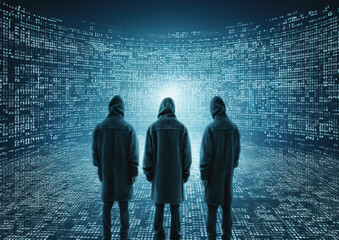 Hackers with hoodies. Hacker group, organization or association Generative AI